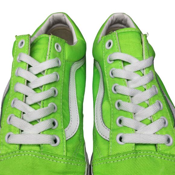 Vans Old Skool Shoes Mens 10.5 Neon Green Florescent Low Top White Sneakers main image 7